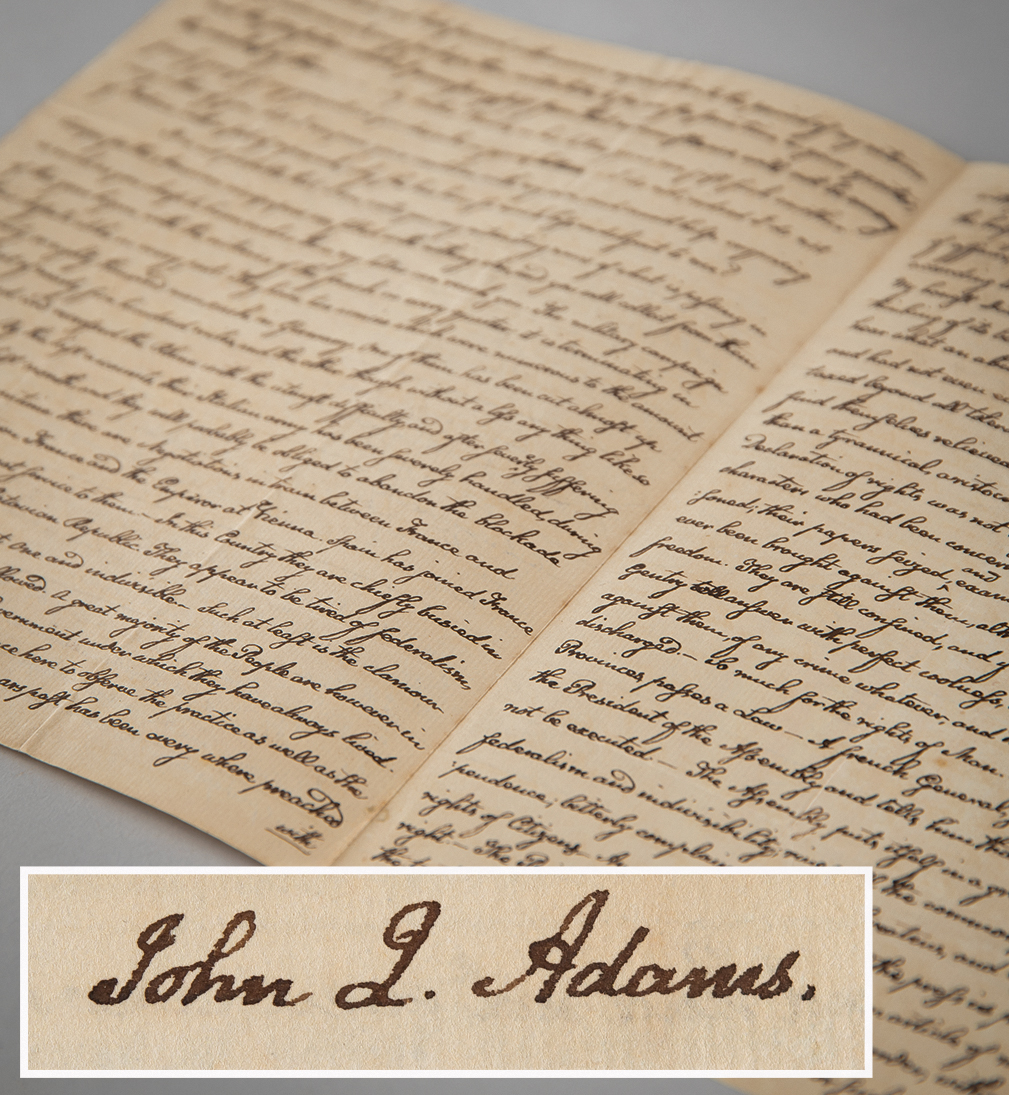 Lot #9 John Quincy Adams Autograph Letter Signed on Political Hypocrisy during French Revolution