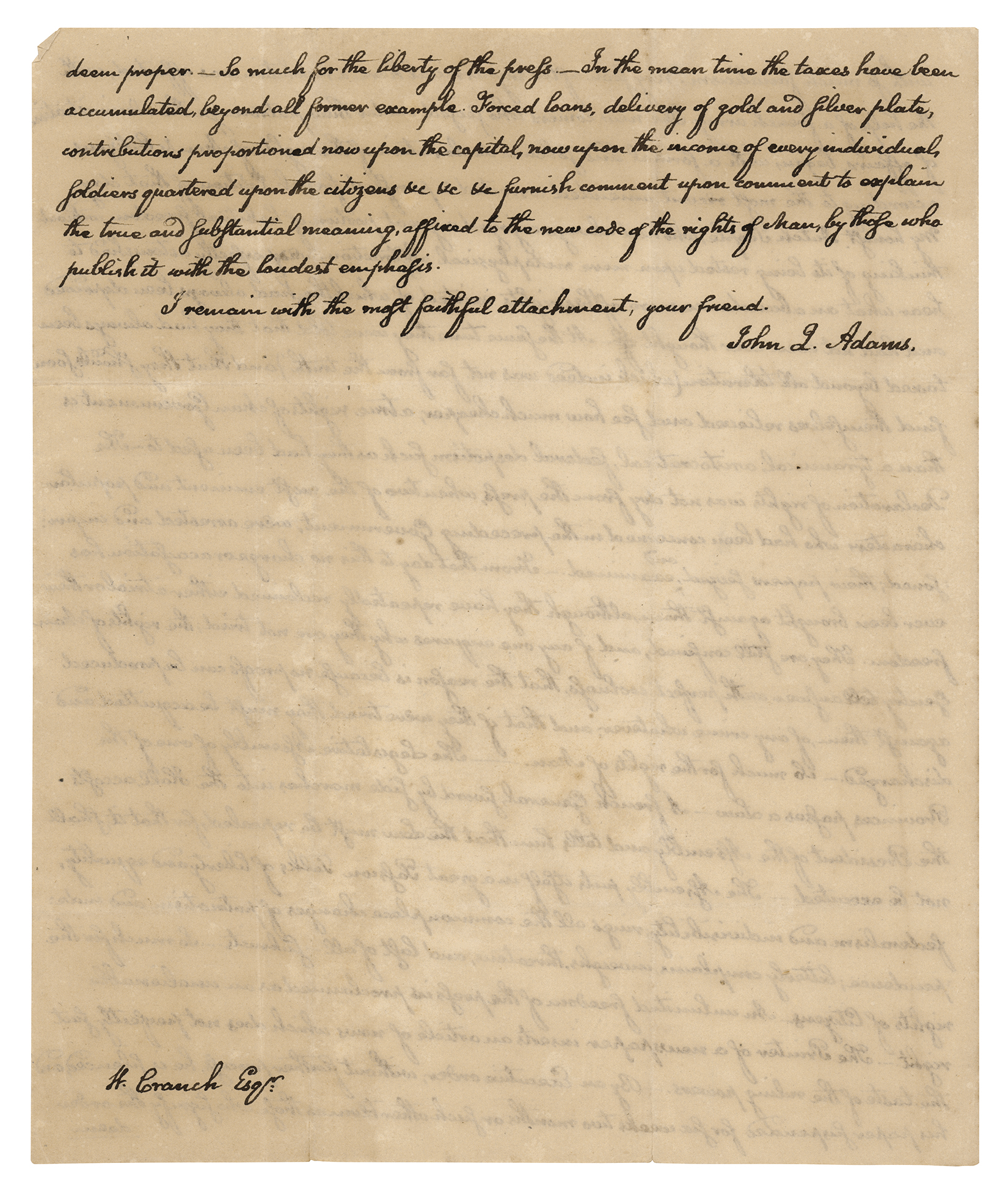 Lot #9 John Quincy Adams Autograph Letter Signed on Political Hypocrisy during French Revolution - Image 5
