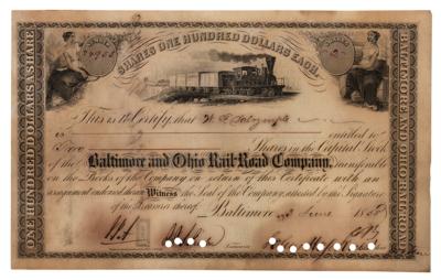 Lot #184 Johns Hopkins Signed Stock Certificate (1858) - Image 1