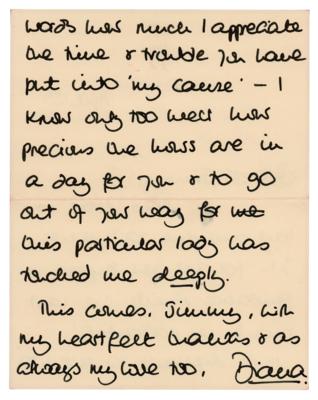 Lot #128 Princess Diana Autograph Letter Signed to Jimmy Savile - Image 2
