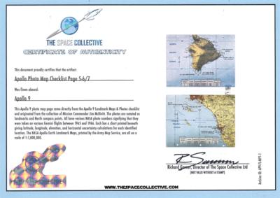 Lot #281 Apollo 9 Flown Landmark Map Checklist Page - Image 3