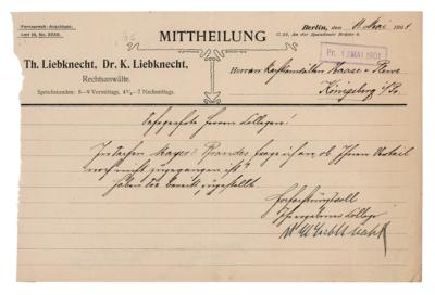 Lot #206 Karl Liebknecht Letter Signed