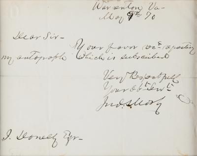 Lot #260 John S. Mosby Autograph Letter Signed - Image 2