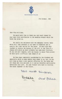 Lot #129 Princess Diana and King Charles III Typed Letter Signed - Image 1