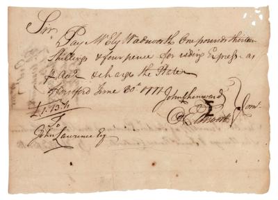 Lot #176 Oliver Ellsworth Document Signed (1777)