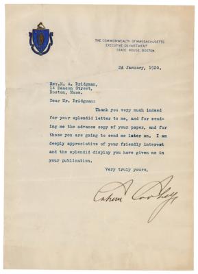 Lot #66 Calvin Coolidge Typed Letter Signed as Governor - Image 1