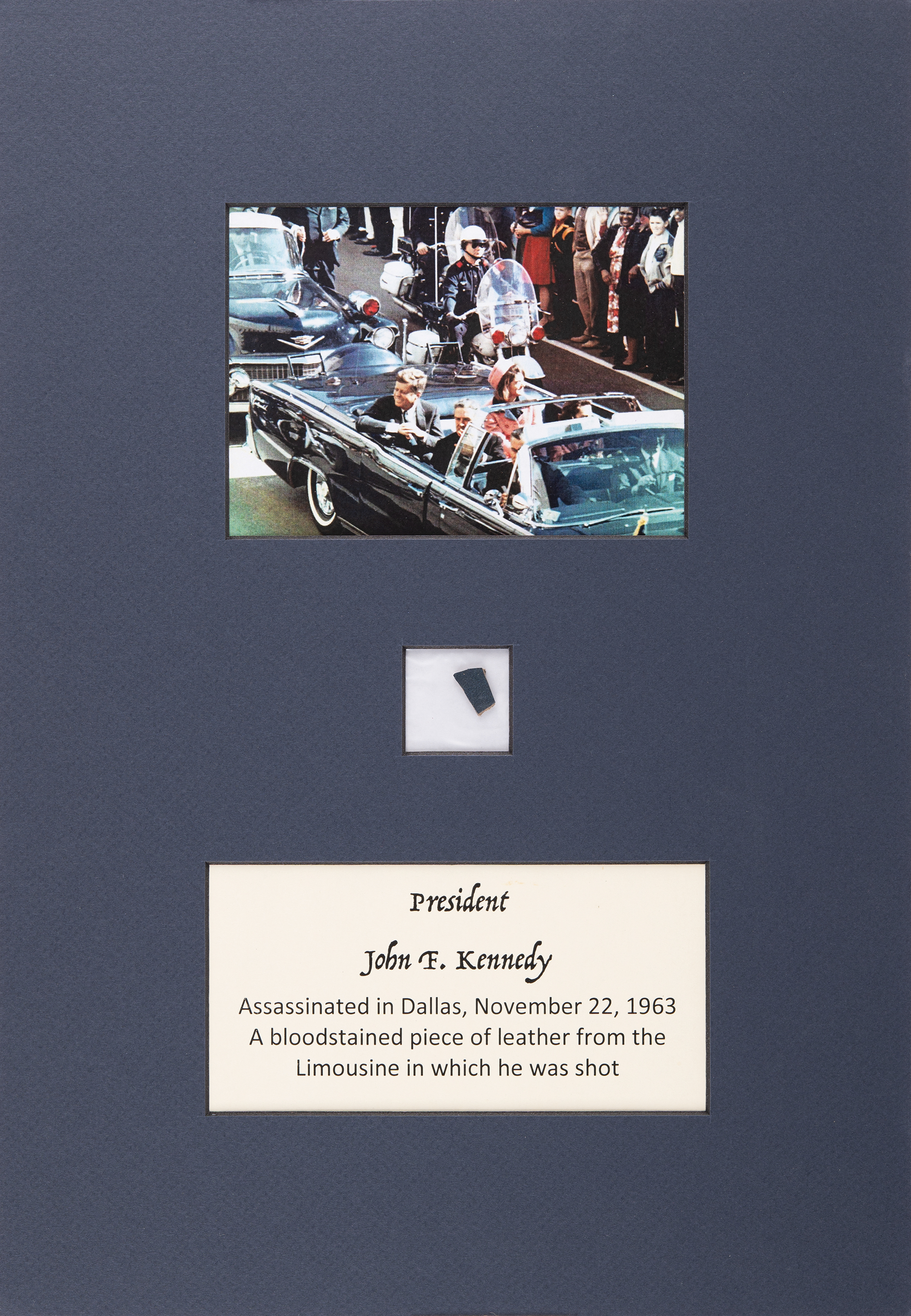 Lot #191 Kennedy Assassination Swatch of Limousine