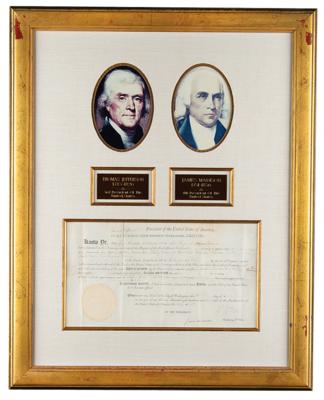 Lot #7 Thomas Jefferson and James Madison Document Signed as President and Secretary of State - Image 1
