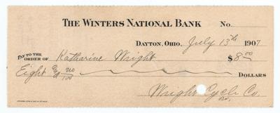 Lot #276 Orville Wright Signed Check to His