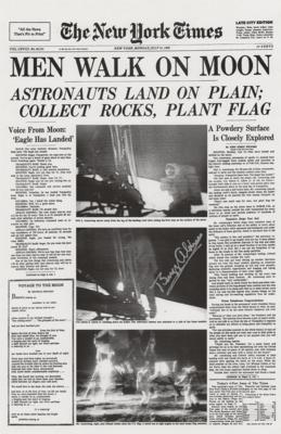 Lot #286 Buzz Aldrin Signed Newspaper Front Page