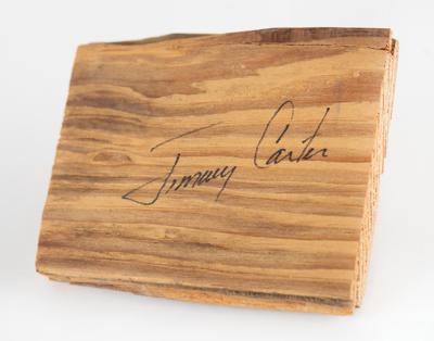 Lot #55 Jimmy Carter Signed and Handcrafted Wood from Plains High School - Image 1