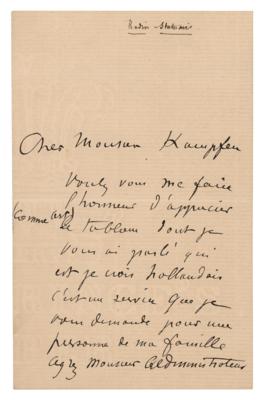 Lot #321 Auguste Rodin Autograph Letter Signed to