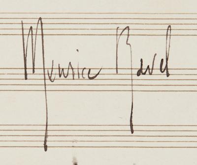 Lot #511 Maurice Ravel Autograph Musical Quotation Signed from 'String Quartet' - Image 2