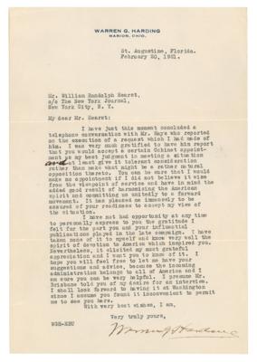 Lot #39 President-Elect Warren G. Harding Offers William Randolph Hearst a Cabinet Position (February 1921) - Image 1
