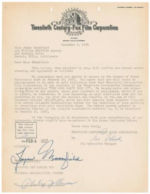 Lot #819 Jayne Mansfield Document Signed - Image 1