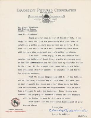 Lot #742 Cecil B. DeMille Typed Letter Signed on The Ten Commandments - Image 1