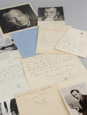 Lot #370 Noel Coward Mini Archive of (6) ALSs and (5) Signed Photographs