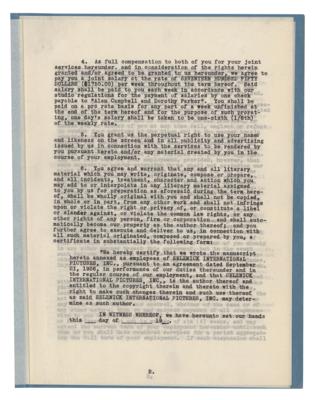 Lot #467 Dorothy Parker, Alan Campbell, and David O. Selznick Signed Contract for A Star Is Born - Image 3