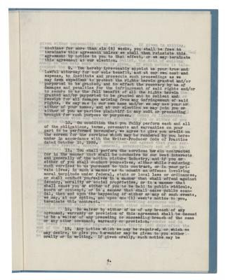 Lot #467 Dorothy Parker, Alan Campbell, and David O. Selznick Signed Contract for A Star Is Born - Image 5