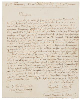 Lot #155 Auguste Comte Autograph Letter Signed