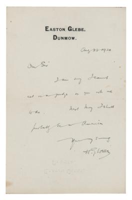 Lot #405 H. G. Wells Autograph Letter Signed - Image 1