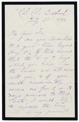 Lot #375 Charles L. Dodgson Autograph Letter Signed to a Speech Therapist - Image 1