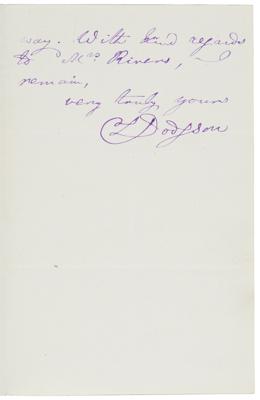 Lot #375 Charles L. Dodgson Autograph Letter Signed to a Speech Therapist - Image 3