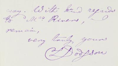 Lot #375 Charles L. Dodgson Autograph Letter Signed to a Speech Therapist - Image 4