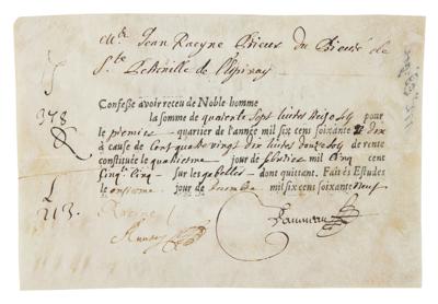 Lot #393 Jean Racine Rare Document Signed - Image 1