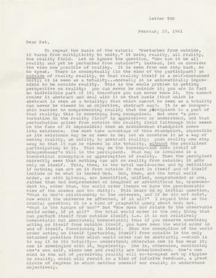 Lot #371 Philip K. Dick Typed Letter Signed on VALIS Vision - Image 2