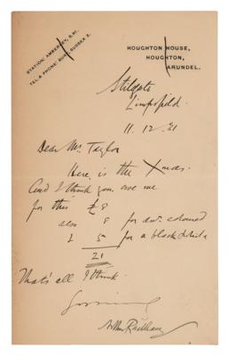 Lot #471 Arthur Rackham Autograph Letter Signed - Image 1