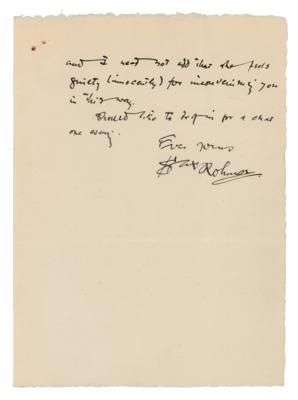 Lot #474 Sax Rohmer Autograph Letter Signed - Image 3