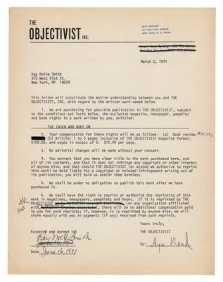 Lot #394 Ayn Rand Document Signed for The Objectivist Newsletter - Image 1