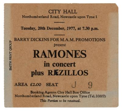 Lot #549 Ramones Signed 1977 Newcastle Ticket Stub - Image 2