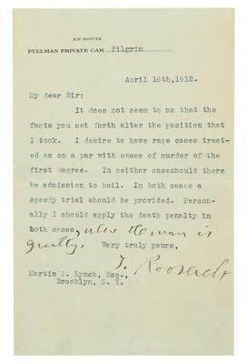 Lot #38 Theodore Roosevelt Typed Letter Signed on