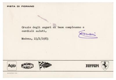 Lot #898 Enzo Ferrari Typed Note Signed