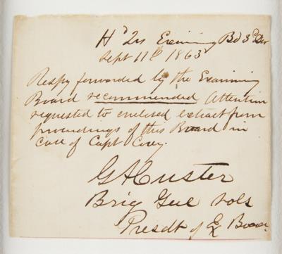 Lot #245 George A. Custer Civil War-Dated Autograph Endorsement Signed on Deserting Irish Captain - Image 3