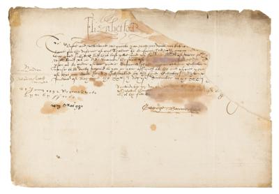 Lot #131 Queen Elizabeth I Letter Signed (1592)