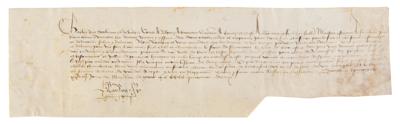 Lot #125 Charles d'Orleans (Celebrated Medieval Poet) Excessively Rare Document Signed - Image 1