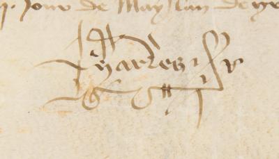 Lot #125 Charles d'Orleans (Celebrated Medieval Poet) Excessively Rare Document Signed - Image 2