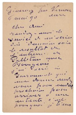 Lot #317 Claude Monet Autograph Letter Signed