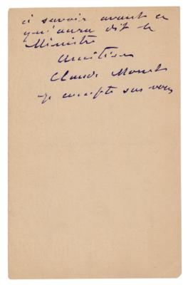 Lot #317 Claude Monet Autograph Letter Signed - Image 2