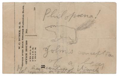 Lot #36 Theodore Roosevelt Original 'Bear' Sketch with Handwritten Notes - Image 1