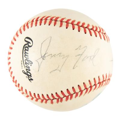 Lot #49 Presidents: Richard Nixon, Gerald Ford, and Jimmy Carter Signed Baseball - Image 2