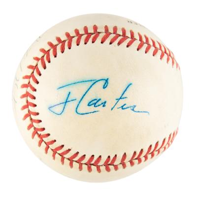 Lot #49 Presidents: Richard Nixon, Gerald Ford, and Jimmy Carter Signed Baseball - Image 3