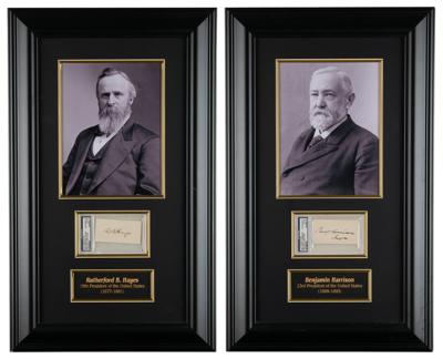 Lot #97 Presidents (4) Signatures — Grover Cleveland, Benjamin Harrison, Rutherford B. Hayes, and Herbert Hoover - Image 1