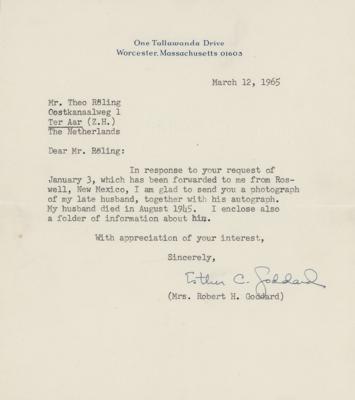 Lot #153 Robert H. Goddard Signature with Transmittal Letter from His Wife - Image 2