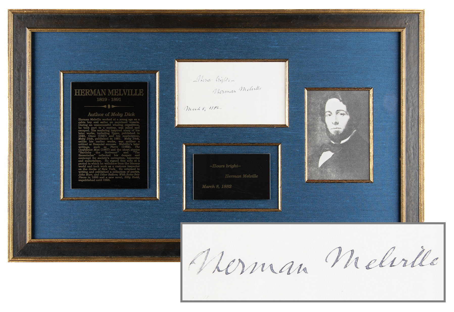 Lot #389 Herman Melville Rare Autograph Quotation Signed - Image 1