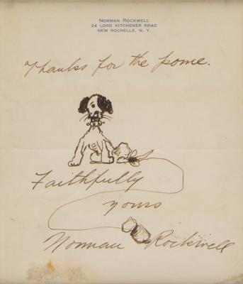 Lot #320 Norman Rockwell Signed Sketch of Dog - Image 3