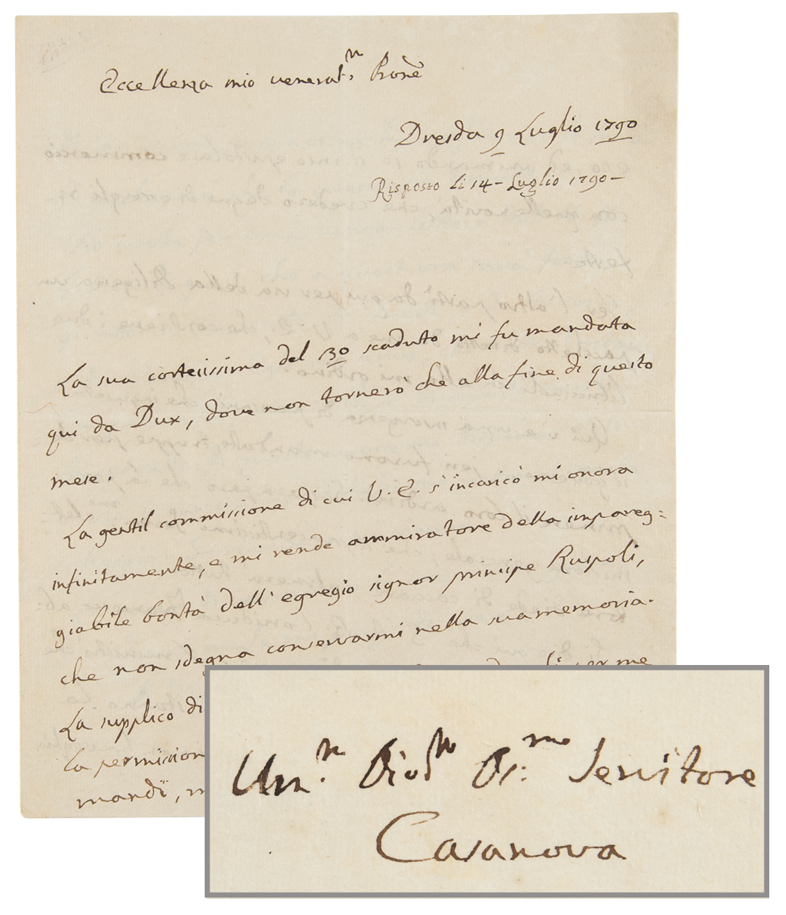 Lot #363 Giacomo Casanova Rare Autograph Letter Signed on European Wars and Politics - Image 1